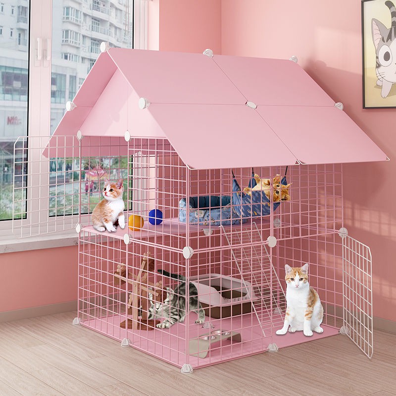 【Pet cat cage】Cat cage villa household special offer threelayer double