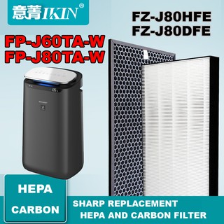 ชุดแผ่นกรองอากาศ เครื่องฟอกอากาศ SHARP FP-J60TA(W), FP-J80TA(W) แผ่นกรองฝุ่นรุ่น FZ-J80HFE / แผ่นกรองกลิ่นรุ่น FZ-J80DFE