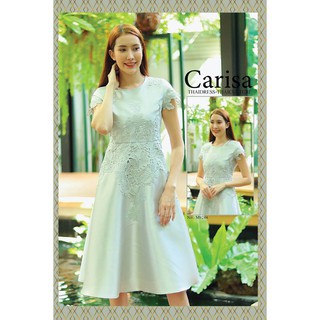 Carisa เดรสผ้าไหมเหมือนจริง เทคนิคเฉพาะของร้าน แต่งด้วยลูกไม้ ดีไซน์สวย [9244]