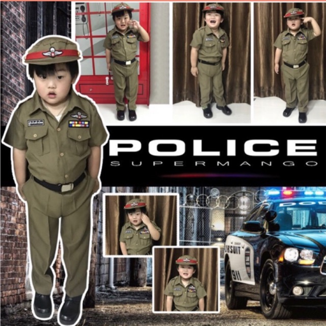 ชุดตำรวจเด็ก ชาย หญิง ชุดอาชีพเด็ก ชุดตำรวจเด็ก ชุดตำรวจเด็กผ้าโซล่อน