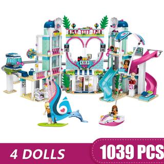 1039PCS HeartLake City Grand Resort Hotel Small Building Blocks Friends Toys for Children DIY Girls Boys Gift