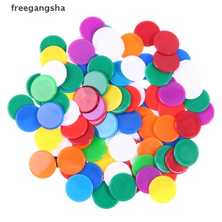 [FREG] 100pcs Transparent Color Counters Counting Bingo Chips Plastic Supplies Counters FDH