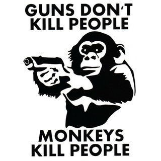 สติกเกอร์ติดรถยนต์ลิง Guns Don  t Kill People Car