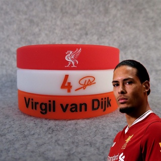 ลูกฟุตบอล Star Liverpool No. 4 Vandick Signature สร้อยข้อมือซิลิโคน เรืองแสง สําหรับเล่นกีฬา