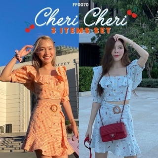 FLAT2112 FF0070🍊CHERI CHERI 3 ITEMS SET/Sz.M🍒เดรสเชอรี่สุดนารัก เดรสเซ็กซี่