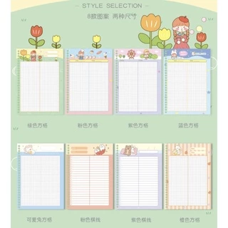 <พร้อมส่ง> กระดาษรีฟิว 🐰 ลายการ์ตูน 50แผ่น ไส้เติมสมุดA5,B5 หนา 80แกรม กระดาษ มีเส้น/ ตาราง สมุดโน๊ต มูจิสไตล์ Muji