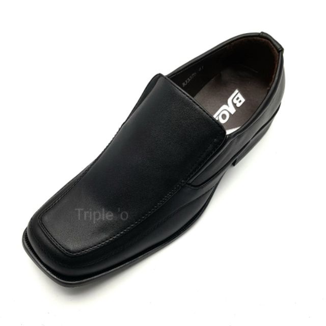 รองเท้าหนังแท้ รองเท้าแตะแฟชั่น BAOJI คัชชูหนังแบบสวม หัวตัด BJ3375 สีดำ ไซส์ 39-47