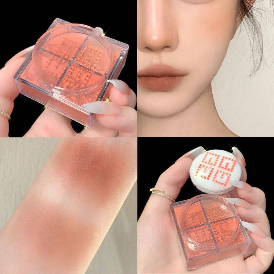 C.127 ROTOบลัชออนฝุ่น 4 ช่อง ปัดแก้มเนื้อฝุ่น สีโทนส้มพีชสวยมาก ติดทนนานC127