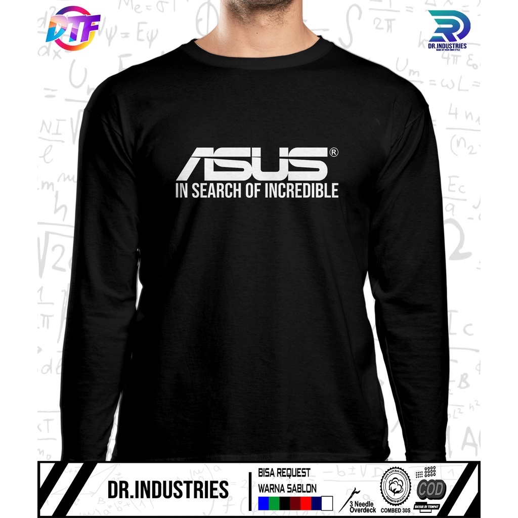 เสื้อยืดแขนยาว ASUS โลโก้บริษัทคอมพิวเตอร์ - DR INDUSTRAIES