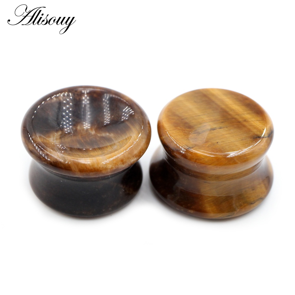 Alisouy 2 ชิ้น ผู้หญิง ผู้ชาย เว้า หินธรรมชาติ อุโมงค์หู รูปที่ 8