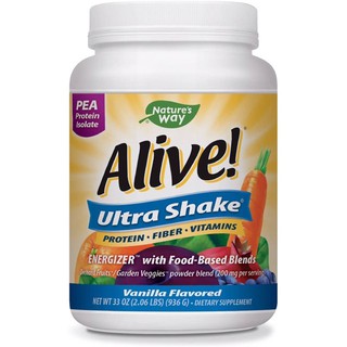 Natures Way Alive! Ultra-Shake Pea Protein, Includes Vitamins &amp; Fiber, Vanilla Flavor, 26 Servings