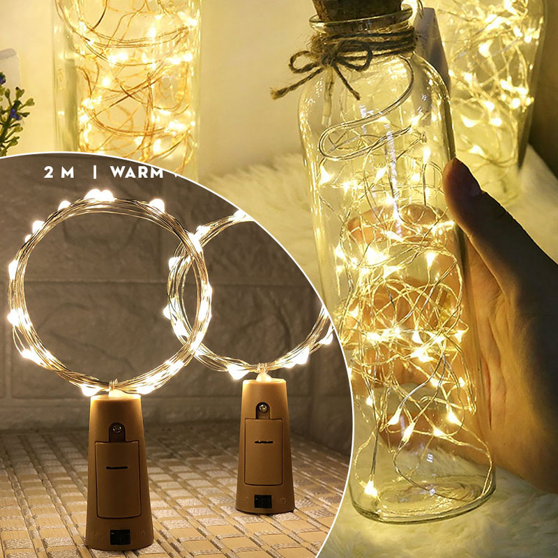 【พร้อมส่ง 】สายไฟ LED ไฟตกแต่ง 2M ไฟตกแต่งห้อง DIY ไฟขวด สีขาวอบอุ่น
