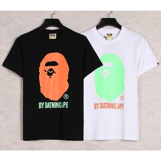 Bape เสื้อยืดแขนสั้นเนื้อผ้าฝ้ายพิมพ์ลายสําหรับผู้หญิงและผู้ชาย