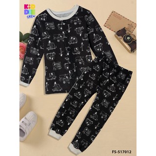 KiddeeCrew ชุดนอนเด็กสีน้ำตาลตุ๊กตาหิมะBrown Snowman Pajamas  เหมาะสำหรับอายุ 1-8 ปี