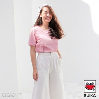 แตงโม (SUIKA) - เสื้อแตงโม EVERYDAY COTTON คอกลม คอวี สี  CARNATION