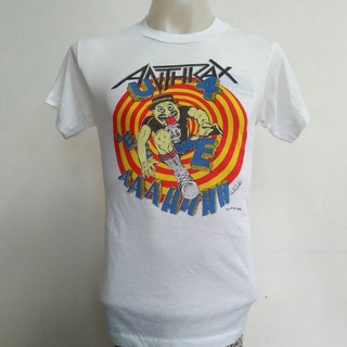 HH . ANTHKAX 1970s เสื้อยืดวินเทจ เสื้อวง วงร็อค เสื้อโอเวอร์ปริ้นส์ Nirvana เสื้อ3D สไตล์วินเทจ AcDc Labe cotton