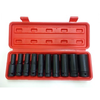 บล็อกชุดสีดำ ลูกบล็อกลม ตัวยาว 10 ตัวชุด KINGTOOLS