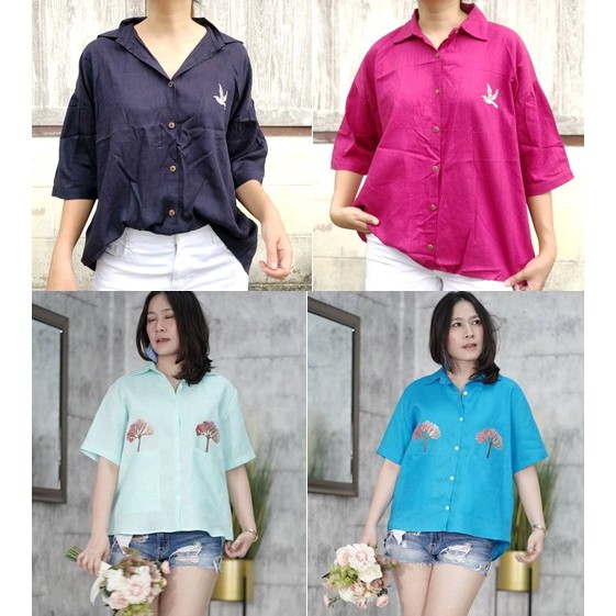 เสื้อลินิน😍สาวอวบแต่งปัก😍อก42-44นิ้ว✨ป้ายเสื้อLemonade'ByKorea