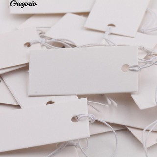 Gregorio 100Pcs 40x20mm ป้ายว่างเปล่าสีขาวป้ายราคา DIY กระดาษการ์ด Hangtags Bookmarks