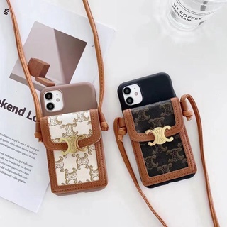 OPPO Realme C21 C20 C17 C15 C12 C11 V15 V11 V13 X7 PRO X50 X3 Retro Fashion Crossbody Card Bag Coin Purse Contains with Strap Lanyard Soft Silicone Phone Case