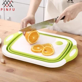 PINFU_SHOP เขียงซิลิโคน อเนกประสงค์ และสามารถเป็นอ่างล้างผักได้ (K-509)