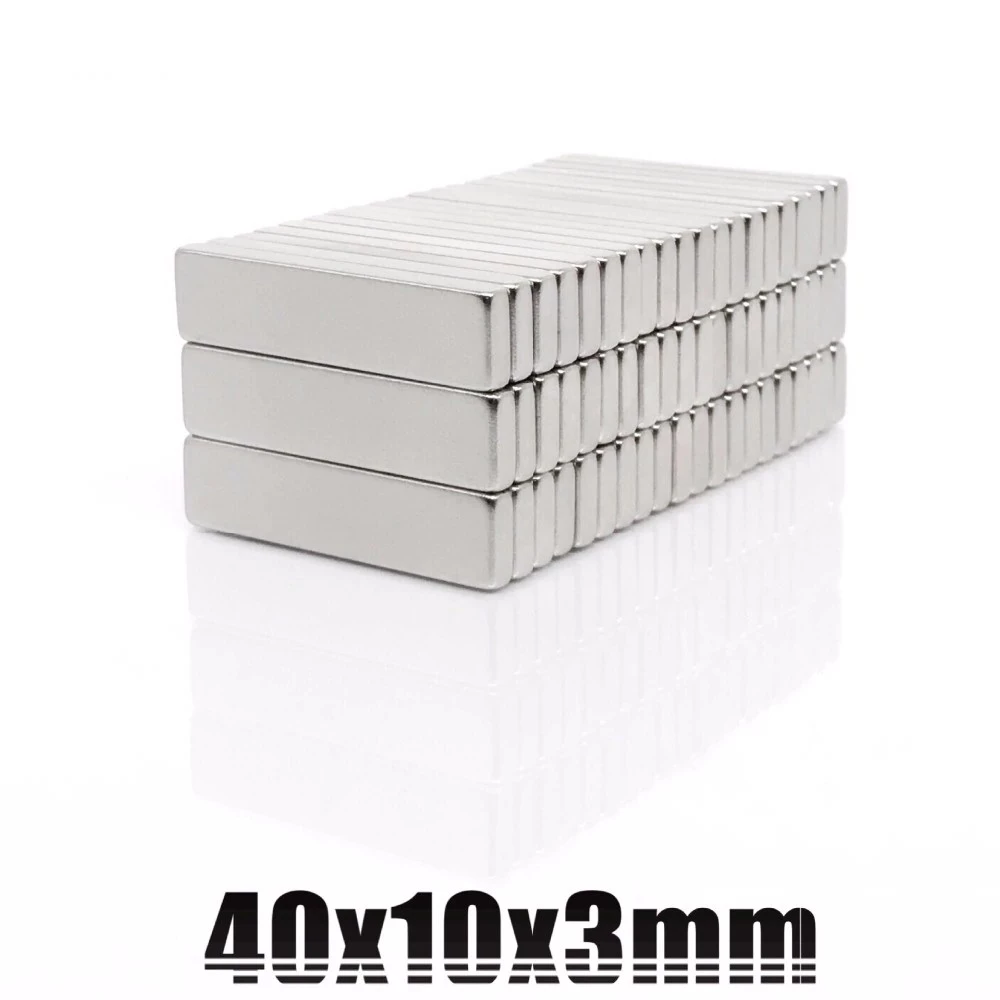 1ชิ้น แม่เหล็กนีโอดิเมียม 40x10x3มิล Magnet Neodymium 40*10*3มิล แม่เหล็กแรงสูง สี่เหลี่ยม ขนาด 40x10x3mm