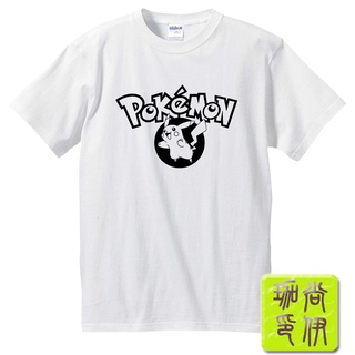 T-shirt  เสื้อยืดแขนสั้น ผ้าฝ้ายแท้ พิมพ์ลายโปเกม่อน Digimon Pikachu สําหรับนักเรียนS-5XL