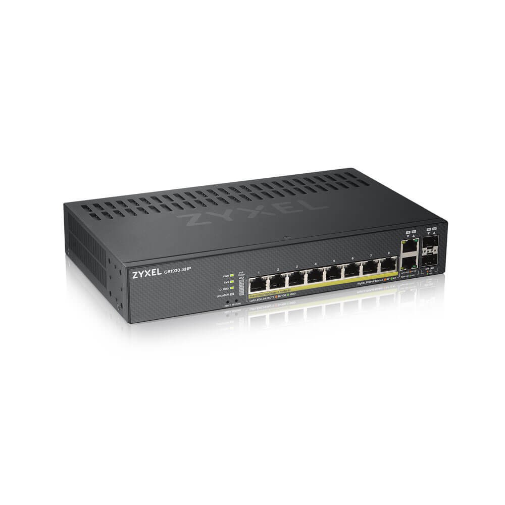 ZYXEL 8-port GbE GS1920-8HPv2 Smart Managed PoE Switch Cloud Management