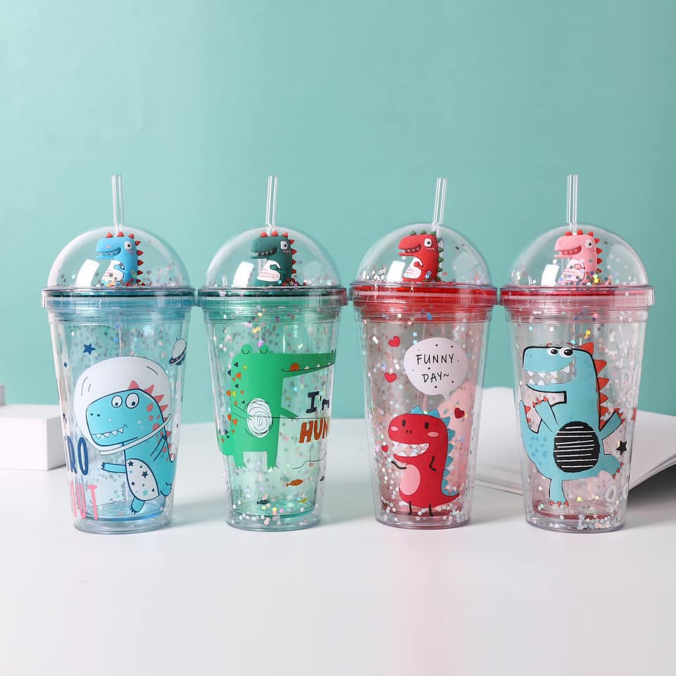แก้วไดโน 2 ชั้น สวย น่ารัก มีฝาปิดอย่างดี น่าใช้มาก พกพาสะดวก มีหลากหลายสี มีถึง 4 สี 4ลายให้เลือกซื้อเลย