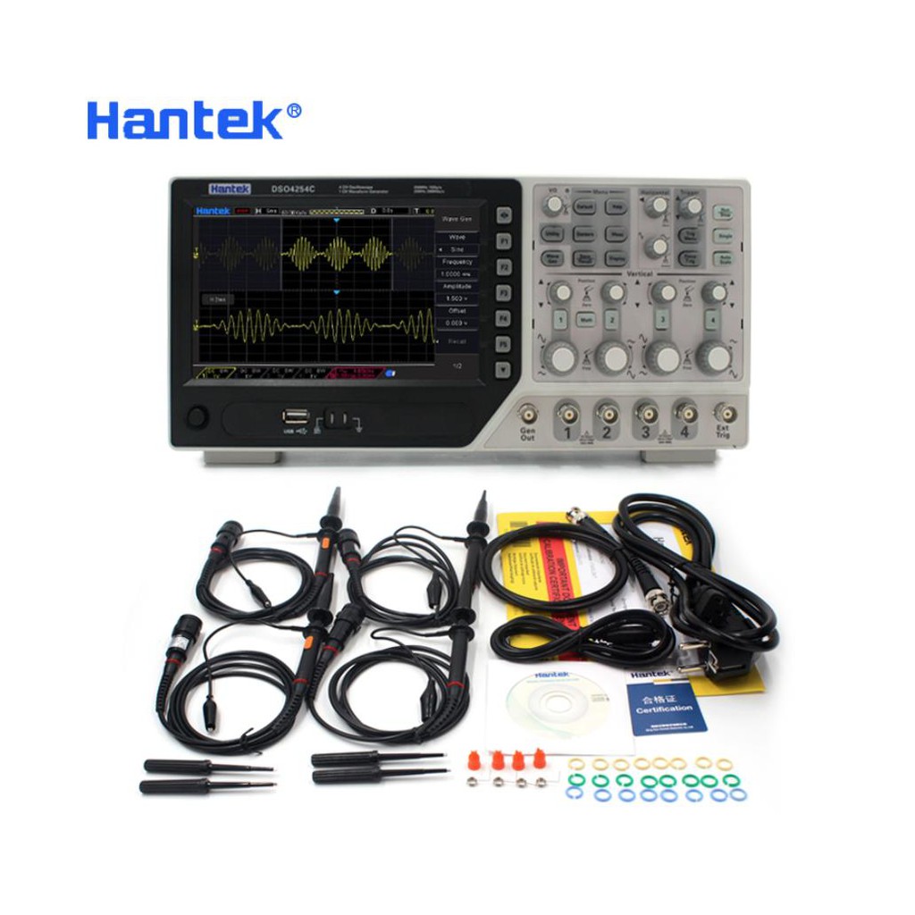 Hantek DSO4254C 4 CH Oscilloscope 250MHz 1GS/S, Arbitrary/Waveform Function Generator สโคป 4 ช่อง 25