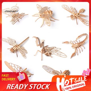 【Ready stock】3D Wooden Butterfly Insect Model Puzzles DIY Assembly Crafts Education Kids Toy