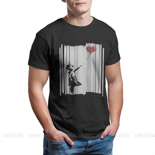 เสื้อยืดวินเทจเสื้อยืด ผ้าฝ้ายแท้ พิมพ์ลายกราฟฟิค I Fixed It Shredded Balloon Girl Essential Banksy โอเวอร์ไซซ์ สําหรับเ