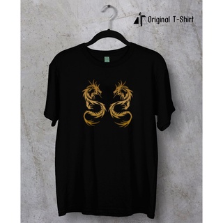 TT T-Shirt เสื้อยืดแฟชั่น รุ่น TRIBAL DRAGONS#22(ดำ-ทอง)