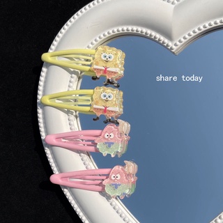 Fashion New SpongeBob Hairpin Pie Big Star Bb Clip New Ins Cute Girly Heart Sweet Cartoon Liu Haihai Clip Headwear