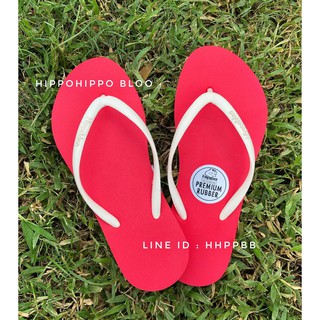 แดงหูครีม สายเล็ก Red Slim Hippo shoe รองเท้าแตะฮิปโป 36-37-38-39-40-41