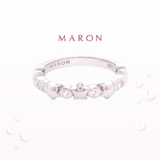 MARON - Mythical Stars Band Ring with White Zircon ชุบ White Gold แหวนพลอยดาว พลอยเพทายสีขาว เงินแท้925