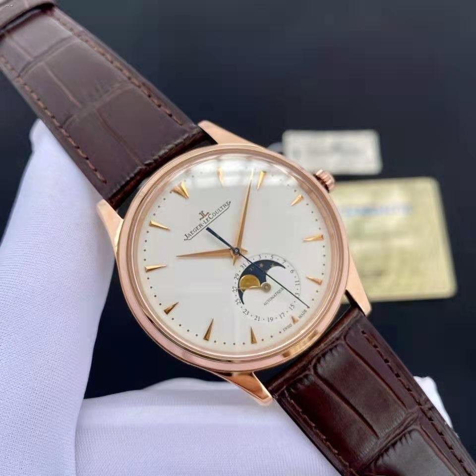 พร้อมส่งจ้า□✵☈Swiss Jaeger-LeCoultre นาฬิกาผู้ชาย Moon Phase Master Series ผู้ชายอัตโนมัติ Ultra-thi