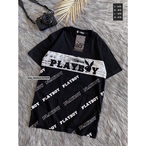 เสื้อเพลบอย งานปัก-สกรีนเพลบอย ผ้าคอตตอน100% ผ้านิ่ม ใส่สบาย เป็นทรงตรง ใส่ได้ทั้งชาย-หญิง S M L XL