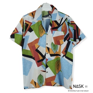 เสื้อฮาวาย nask (Hawaii shirt) เชิ้ต ผ้าไหมอิตาลี เนื้อผ้าบาง ทิ้งตัว เพียงแค่ซัก สะบัด ตาก ก็ใส่ได้แล้ว - H2108