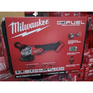 Milwaukee M18 FSAGV100XPDB-0X0 เครื่องเจียร 4” ไร้สาย 18 โวลต์ ปรับความเร็วรอบได้ สวิทซ์ท้อง ระบบเบรค​