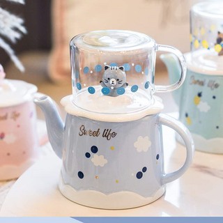 ชุดถ้วยแก้วเซรามิคลายการ์ตูน แก้วซารามิก ชุดของขวัญ Cartoon Ceramic Cup Glass