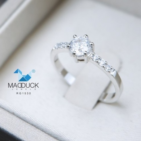 Madduckjewels แหวนเงินแท้ เพชร CZ ชุบโรเดียม RG1530
