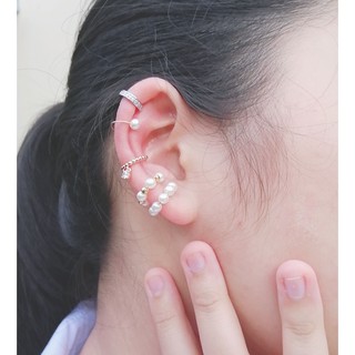 ต่างหูหนีบ ต่างหูแฟชั่น ต่างหูเกาหลี ชุบทองคำขาว ear clip เอียร์คัฟ ต่างหูหนีบมุก เครื่องประดับแฟชั่น ❤สินค้าพร้อมส่ง❤