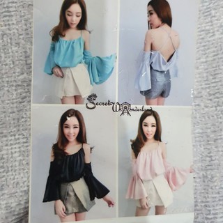 เสื้อปิดไหล่ แขนกระดิ่ง โชว์หลังเซ็กซี่ แบบน่ารักมาก มี 4 สี secret wonderland