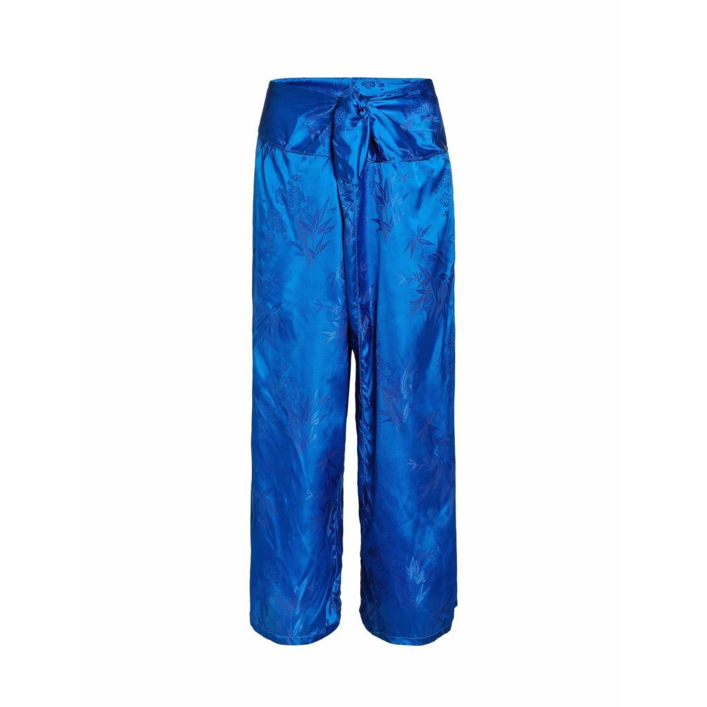 ♣✻กางเกงผ้าแพรแท้รุ่นเอวปล่อย กางเกงแพรแท้ กางเกงแพรจีนโบราณ (สีฟ้าสด)