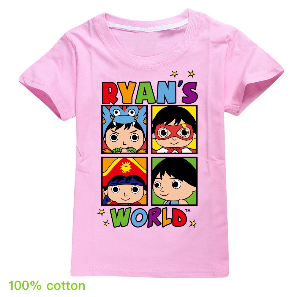 2020 summer Top Ryan Toys Review การ์ตูนพิมพ์ 100% Cotton Boy and Girl เสื้อยืดเสื้อผ้าเด็ก