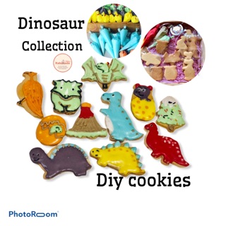 Diy cookies ชุดไดโนเสาร์ ขนาด3-3.5นิ้ว