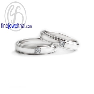 Finejewelthai แหวนคู่-แหวนเพชร-แหวนเงินแท้-แหวนแต่งงาน-Couple Ring-Diamond-CZ - RC1417cz (เลือกไซส์และสีตัวเรือนได้)