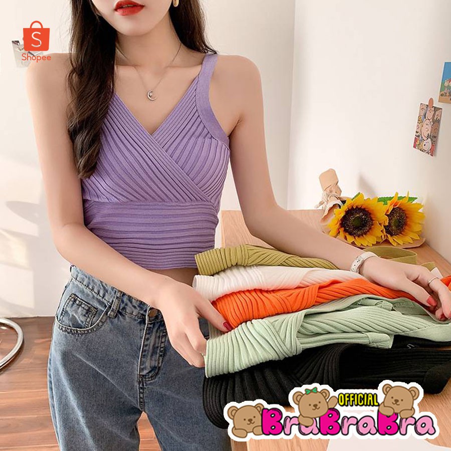 🧸💦𝑩𝒓𝒂𝑩𝒓𝒂𝑩𝒓𝒂⛱️🧸 #f-050 SEXY knit top เสื้อกล้าม สายเดี่ยว ผ้าไหมพรม