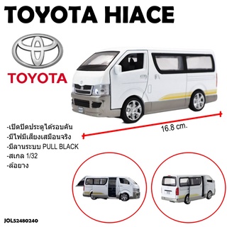 โมเดลรถเหล็ก รถตู้ TOYOTA HIACE เปิดปิดประตูได้รอบคันเสมือนจริง ไม่ไฟหน้าไฟท้าย สเกล1/32 โตโยต้า โมเดลรถตู้ โมเดลรถ